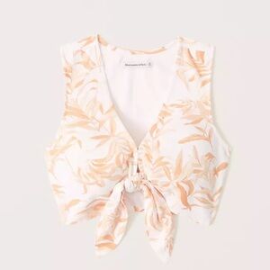 Abercrombie tie front linen blend top